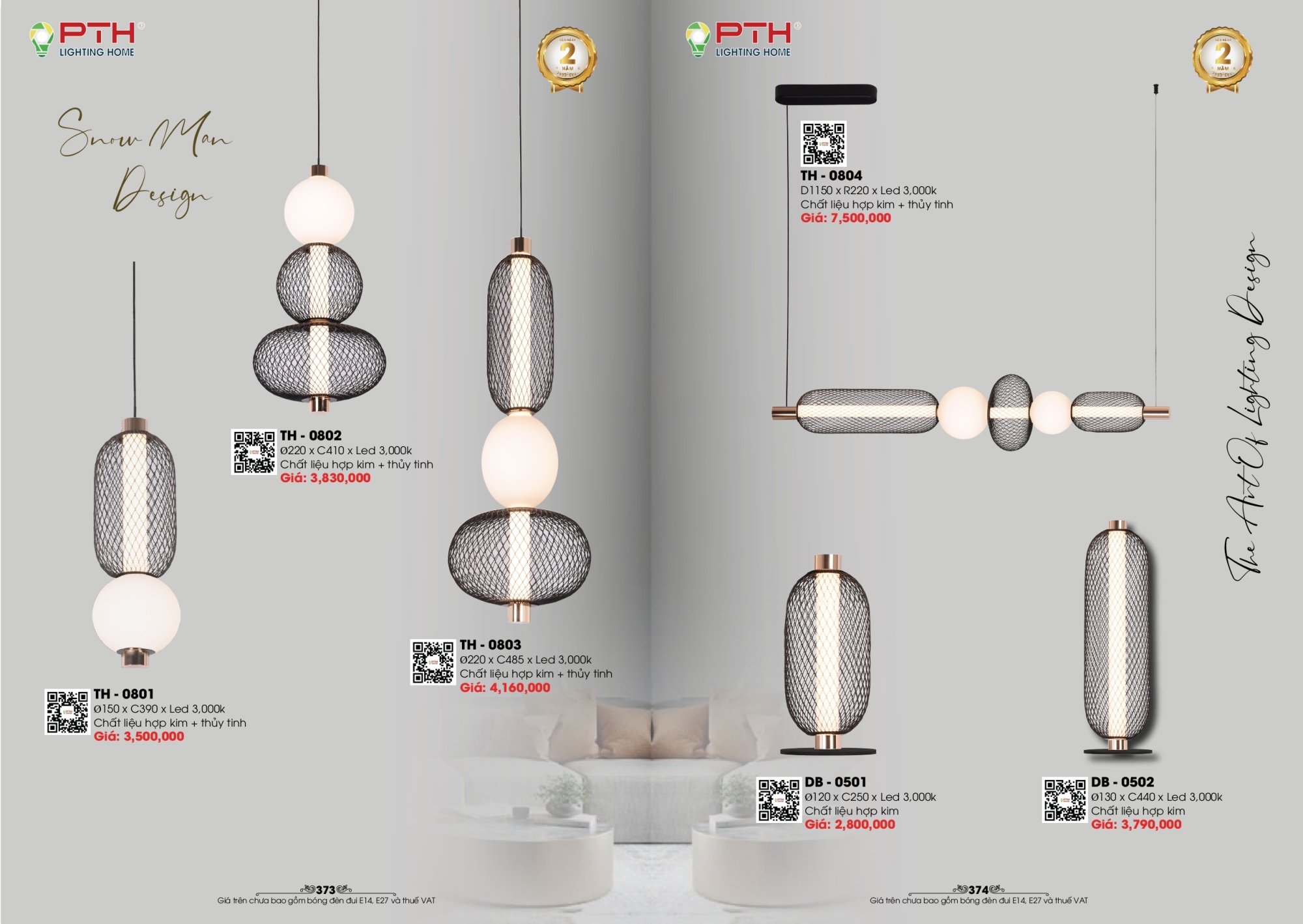 Bảng giá đèn trang trí PTH Lighting Home 2026